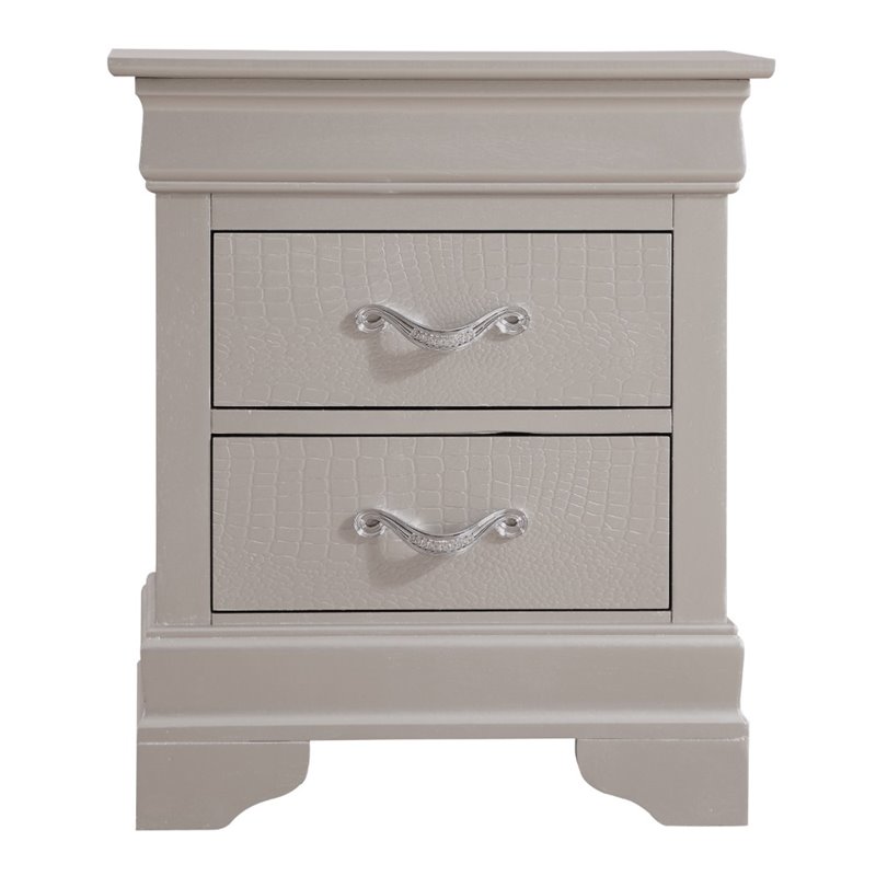 Glory Furniture Lorana 2 Drawer Nightstand in Silver Champagne
