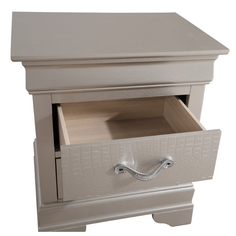 Glory Furniture Lorana 2 Drawer Nightstand in Silver Champagne