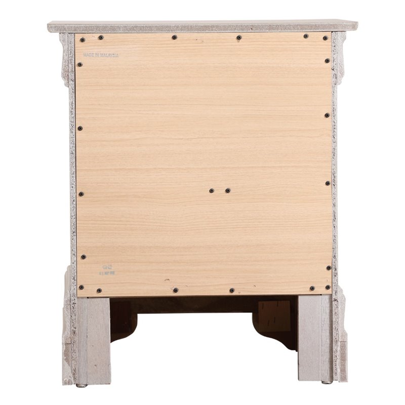 Glory Furniture Lorana 2 Drawer Nightstand in Silver Champagne