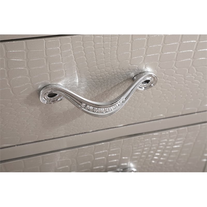 Glory Furniture Lorana 2 Drawer Nightstand in Silver Champagne