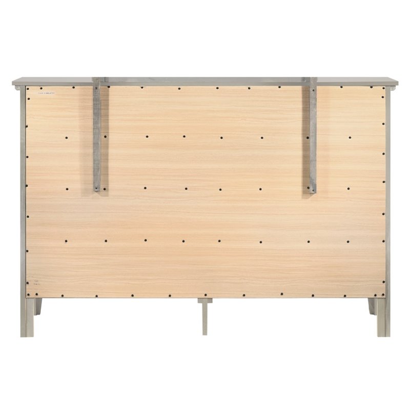 Glory Furniture Hammond Wood Veneer 8-Drawer Bedroom Dresser in Silver Champagne
