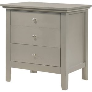 Glory Furniture Hammond 3 Drawer Nightstand in Silver Champagne