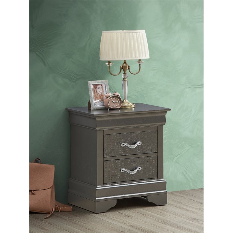 Glory Furniture Lorana 2 Drawer Nightstand in Charcoal