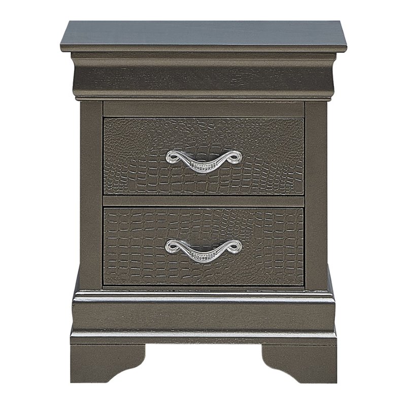 Glory Furniture Lorana 2 Drawer Nightstand in Charcoal