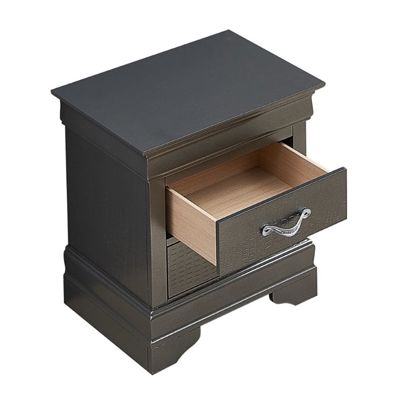 Glory Furniture Lorana 2 Drawer Nightstand in Charcoal