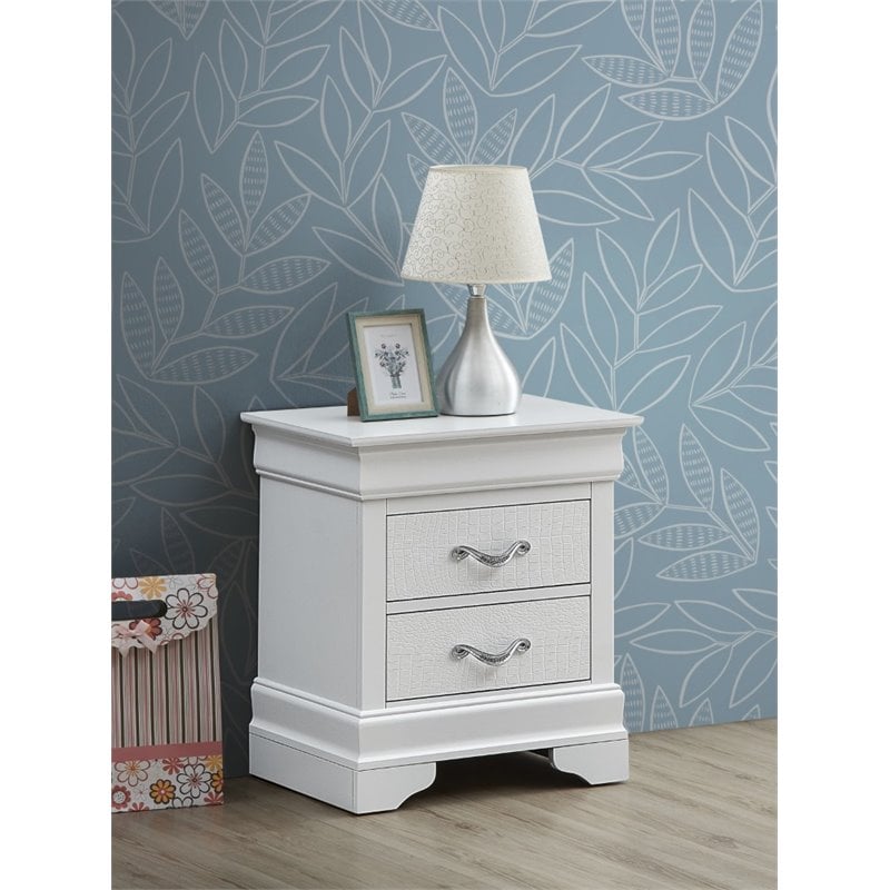 Glory Furniture Lorana 2 Drawer Nightstand in Pearl White