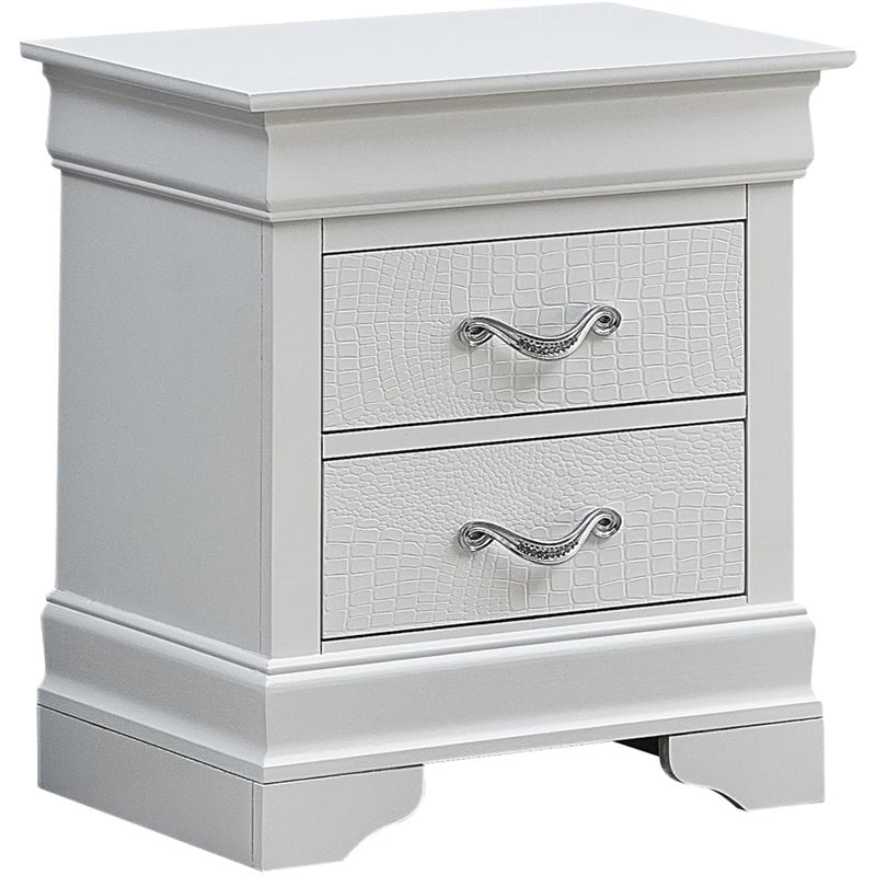 Glory Furniture Lorana 2 Drawer Nightstand in Pearl White
