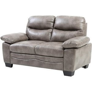 Glory Furniture Marta Faux Leather Loveseat in Gray