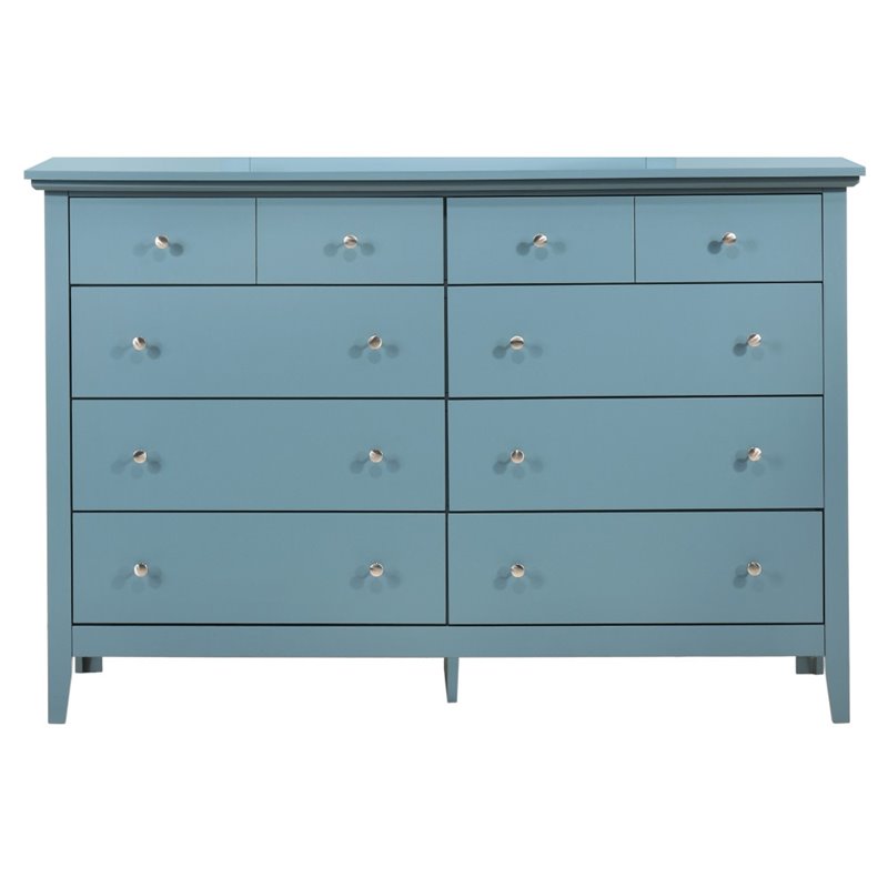 Glory Furniture Hammond 8 Drawer Dresser in Teal