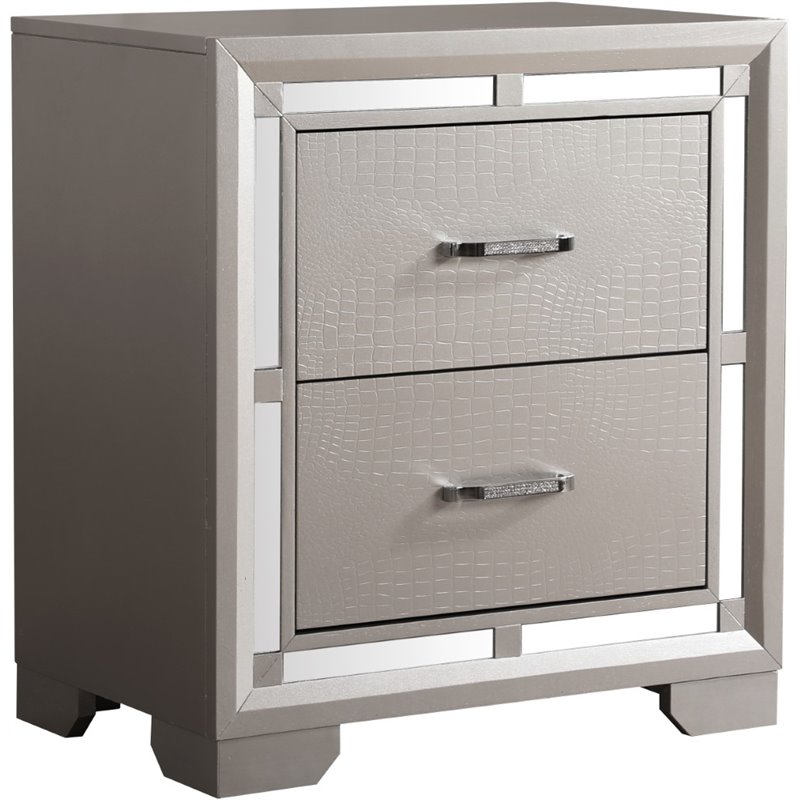 Glory Furniture Alana Nightstand in Silver Champagne