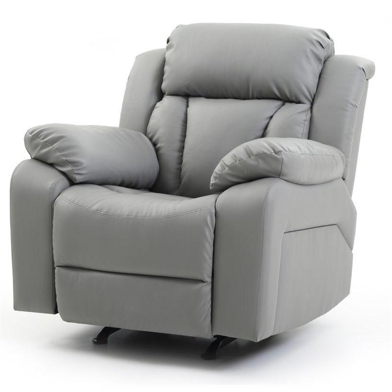 Glory Furniture Daria Faux Leather Rocker Recliner in Gray