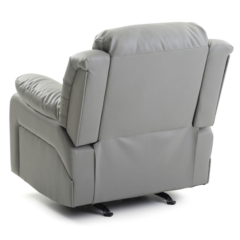 Glory Furniture Daria Faux Leather Rocker Recliner in Gray