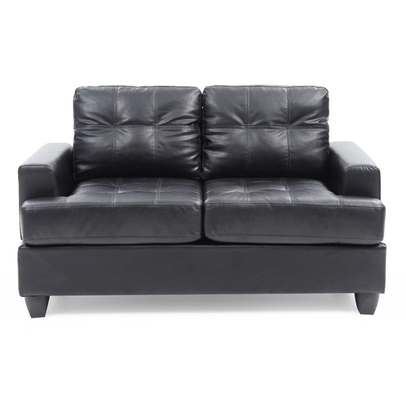 Glory Furniture Sandridge Faux Leather Loveseat in Black