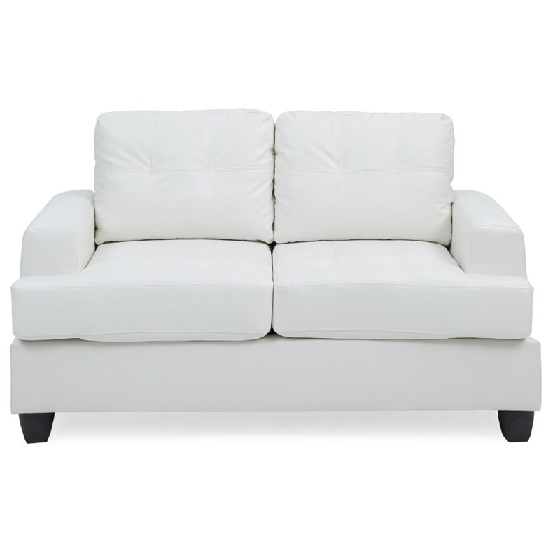 Glory Furniture Sandridge Faux Leather Loveseat in White