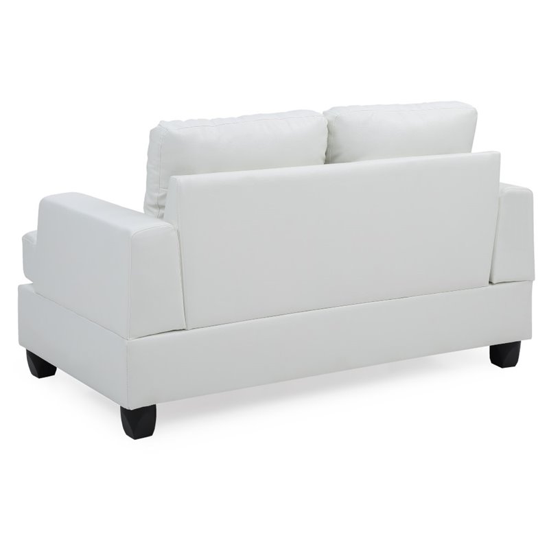 Glory Furniture Sandridge Faux Leather Loveseat in White