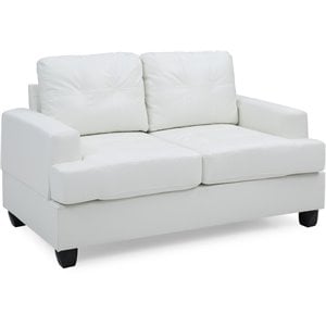 Glory Furniture Sandridge Faux Leather Loveseat in White
