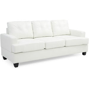 Glory Furniture Sandridge Faux Leather Sofa in White