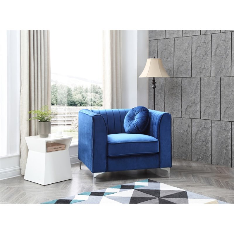 Glory Furniture Delray Velvet Chair in Navy Blue