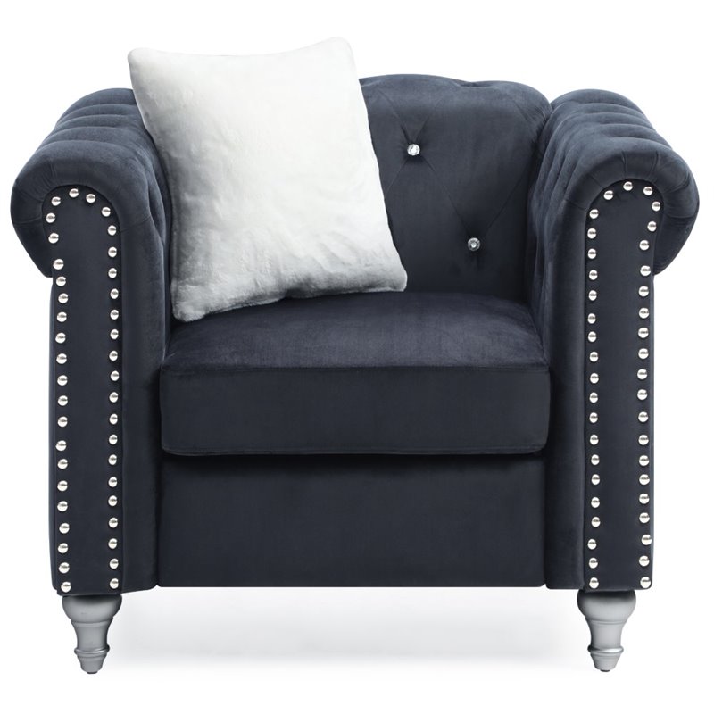 Glory Furniture Raisa Velvet Chair in Black