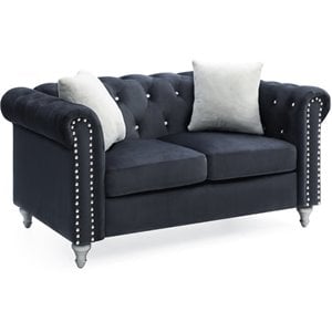 Glory Furniture Raisa Velvet Loveseat in Black