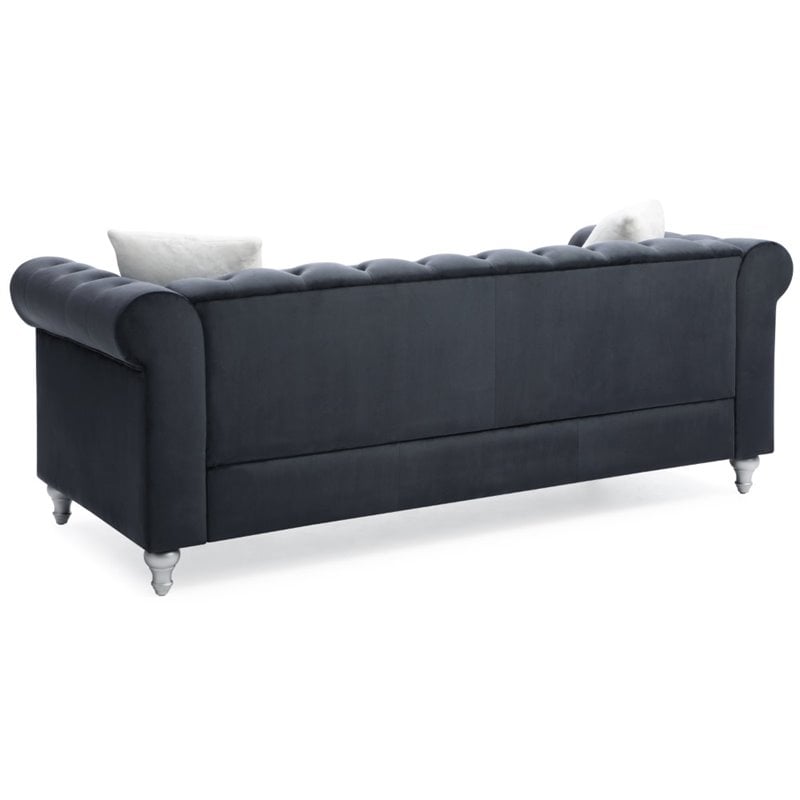 Glory Furniture Raisa Velvet Upholstered Sofa in Black