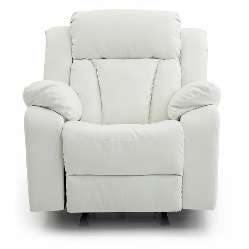 Glory Furniture Daria Faux Leather Rocker Recliner in White