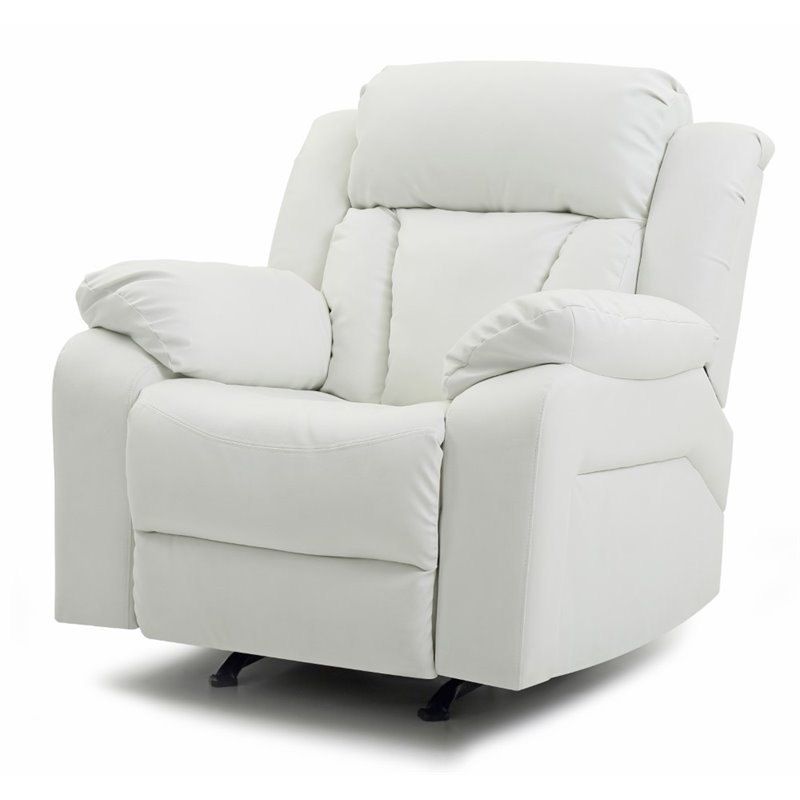 Glory Furniture Daria Faux Leather Rocker Recliner in White