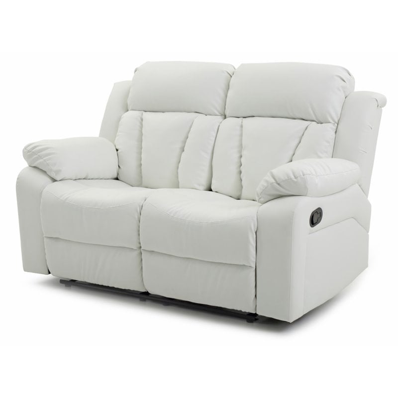 Glory Furniture Daria Faux Leather Reclining Loveseat in White