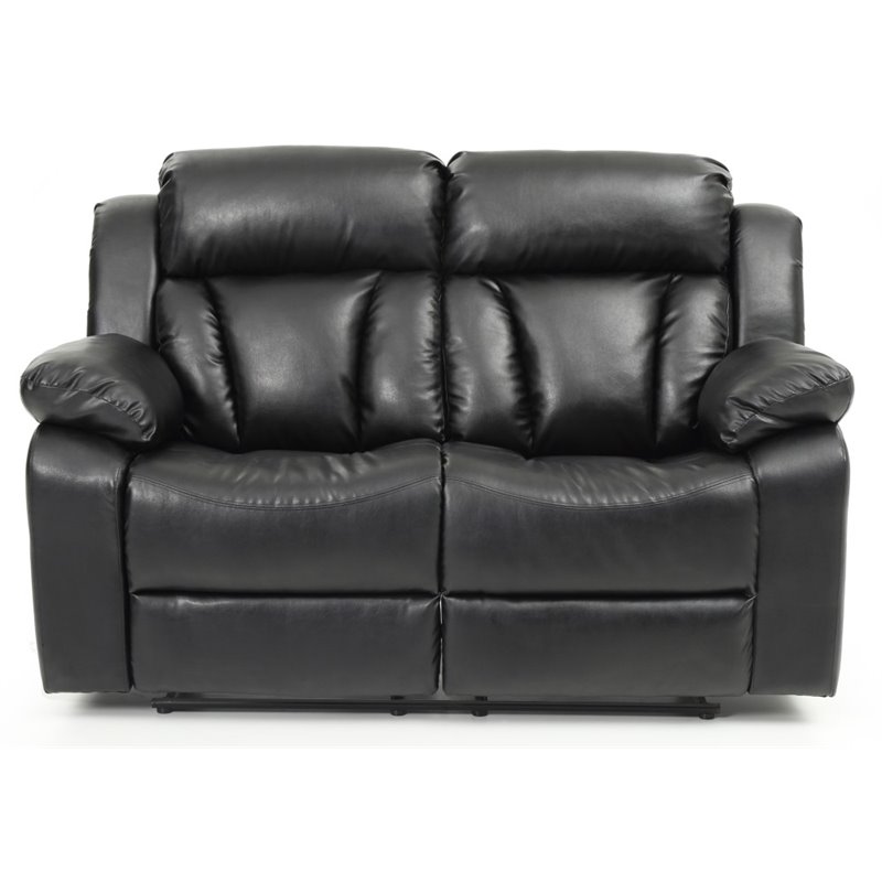 Glory Furniture Daria Faux Leather Reclining Loveseat in Black