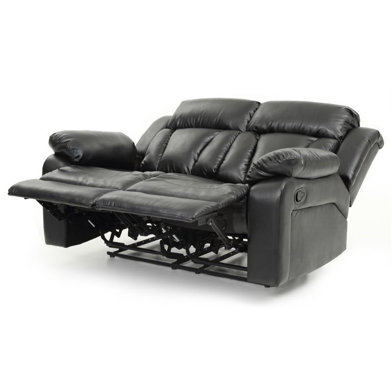 Glory Furniture Daria Faux Leather Reclining Loveseat in Black