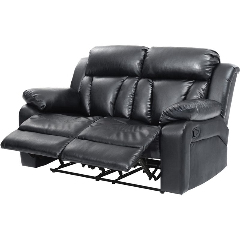 Glory Furniture Daria Faux Leather Reclining Loveseat in Black