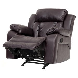 Glory Furniture Daria Faux Leather Rocker Recliner in Dark Brown