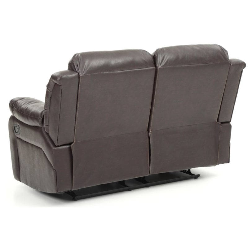 Glory Furniture Daria Faux Leather Reclining Loveseat in Dark Brown