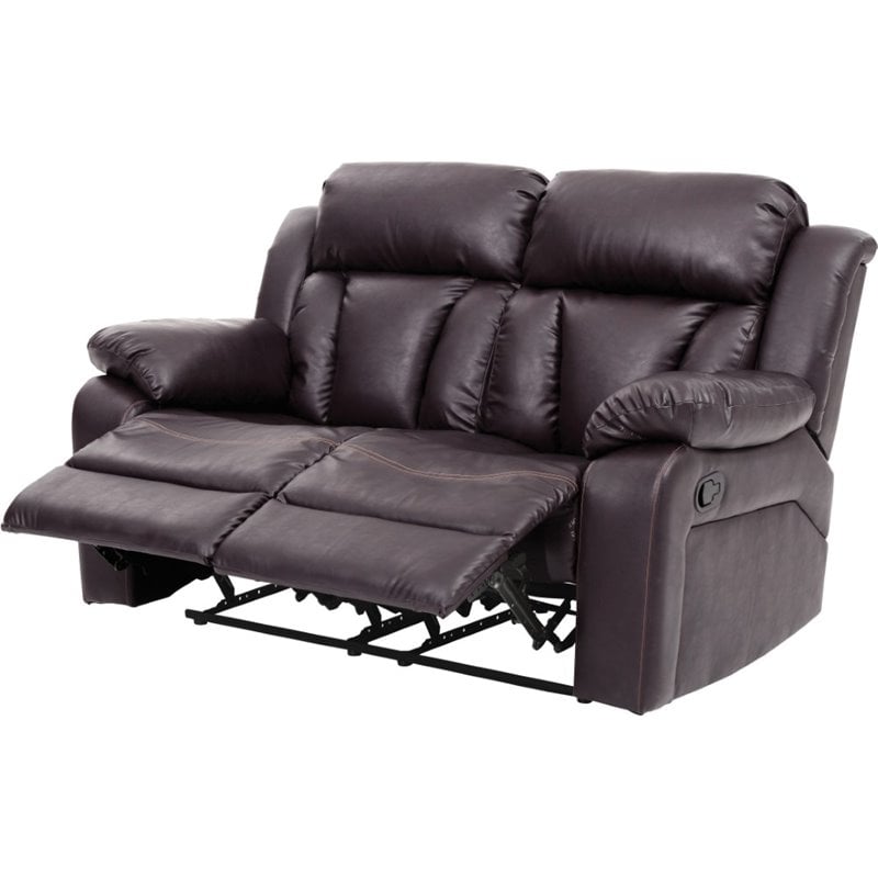 Glory Furniture Daria Faux Leather Reclining Loveseat in Dark Brown
