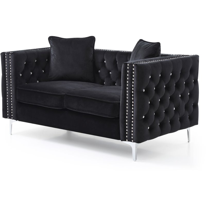Glory Furniture Paige Velvet Loveseat in Black