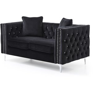 Glory Furniture Paige Velvet Loveseat in Black