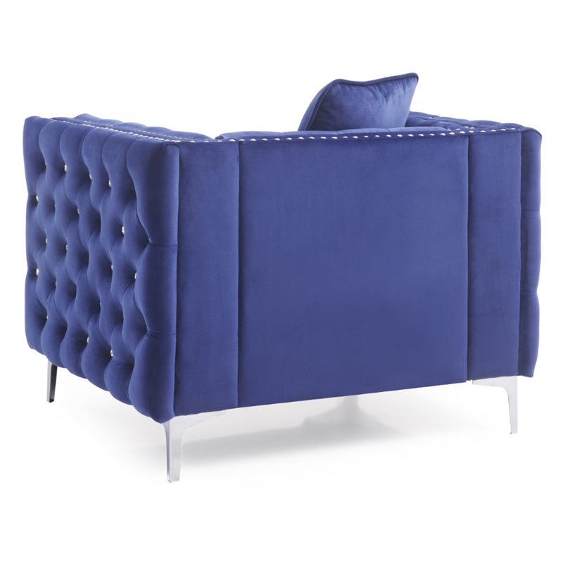 Glory Furniture Paige Velvet Chair in Blue