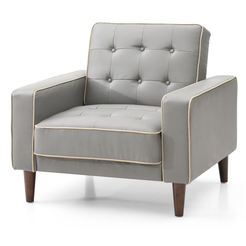Glory Furniture Andrews Faux Leather Upholstered Convertible Chair in Gray