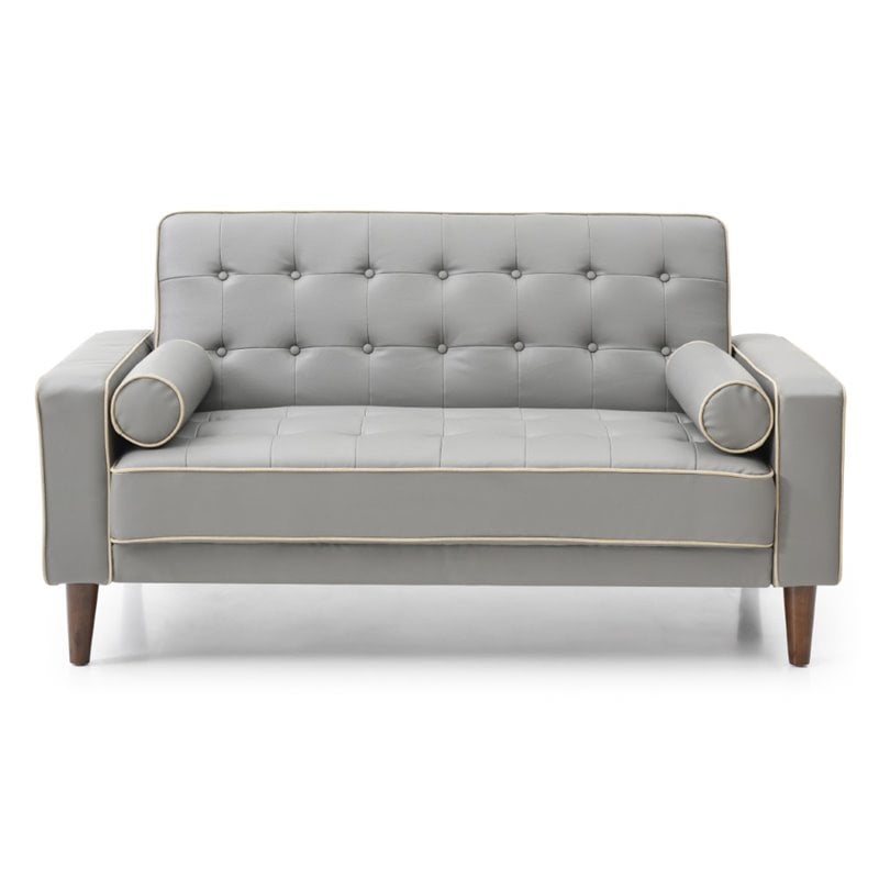 Glory Furniture Andrews Faux Leather Upholstered Sleeper Loveseat in Gray