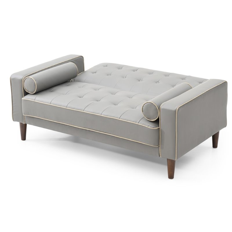 Glory Furniture Andrews Faux Leather Upholstered Sleeper Loveseat in Gray