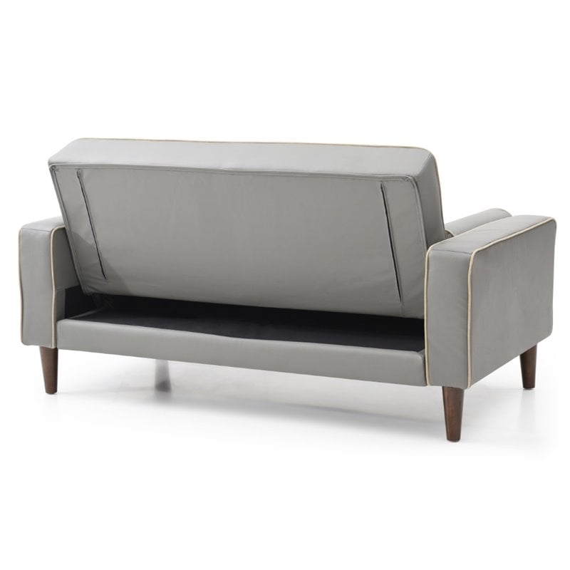 Glory Furniture Andrews Faux Leather Upholstered Sleeper Loveseat in Gray