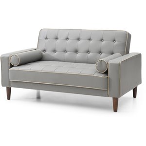 Glory Furniture Andrews Faux Leather Upholstered Sleeper Loveseat in Gray
