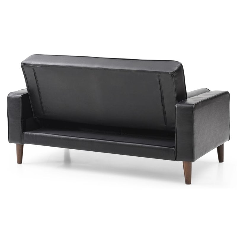 Glory Furniture Andrews Faux Leather Sleeper Loveseat in Black
