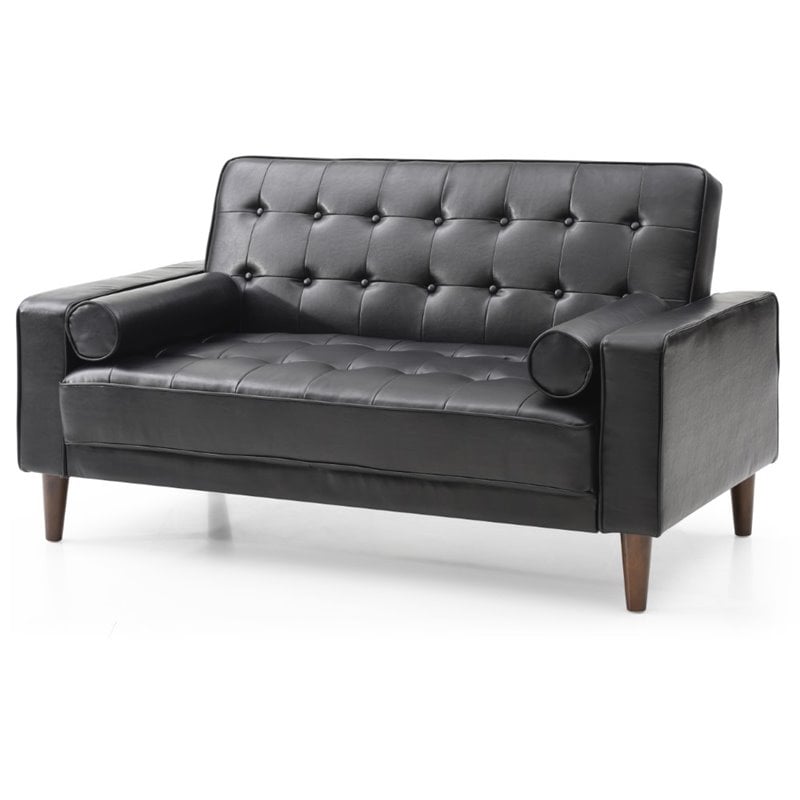Glory Furniture Andrews Faux Leather Sleeper Loveseat in Black