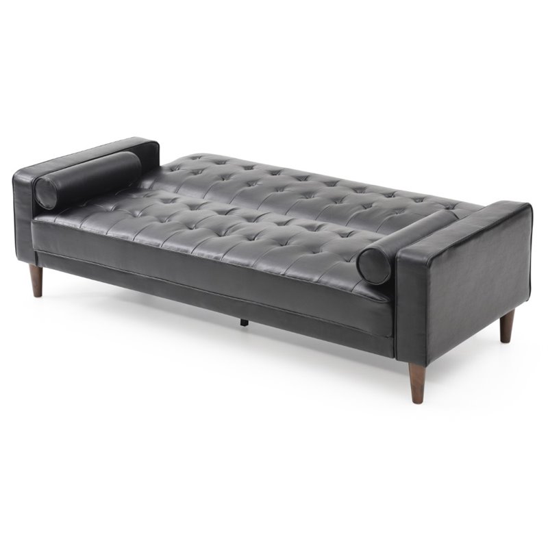 Glory Furniture Andrews Faux Leather Sleeper Sofa in Black
