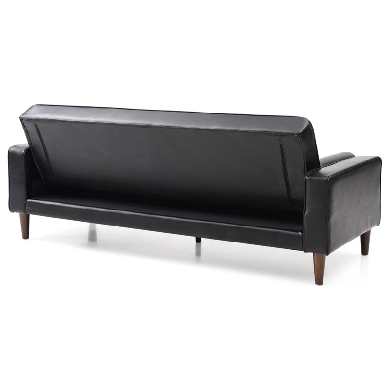 Glory Furniture Andrews Faux Leather Sleeper Sofa in Black
