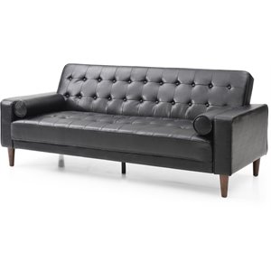 Glory Furniture Andrews Faux Leather Sleeper Sofa in Black