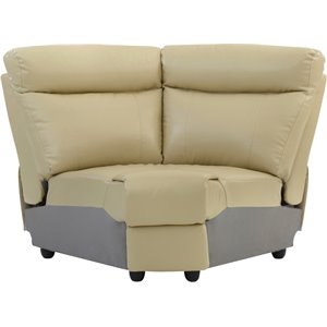 Glory Furniture Ward Faux Leather Upholstered Wedge Chair in Putty