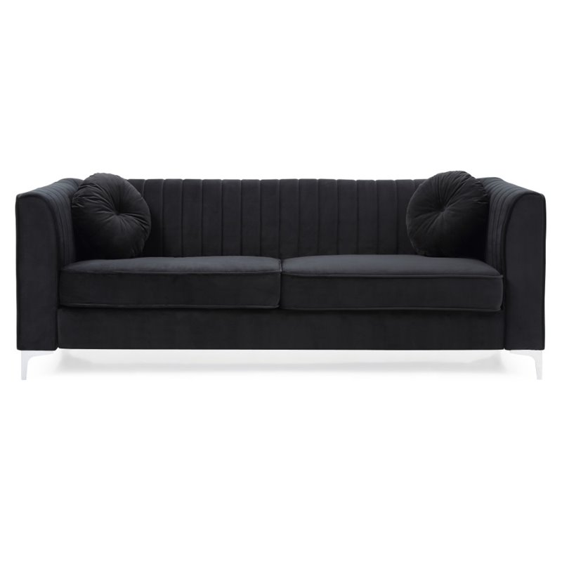 Glory Furniture Delray Velvet Sofa in Black