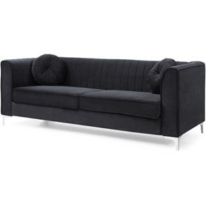 Glory Furniture Delray Velvet Sofa in Black